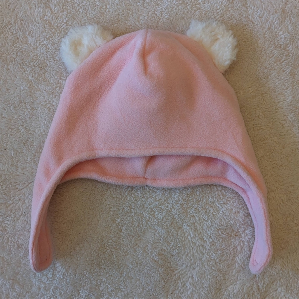 Old Navy Light Pink Bear Ears Fleece Hat. Size 0-6 Months Great Condition